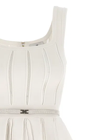 Elisabetta Franchi Red Carpet Eyelet-embellished Maxi Dress In Neutral