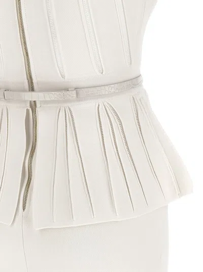 Elisabetta Franchi Red Carpet Eyelet-embellished Maxi Dress In Neutral