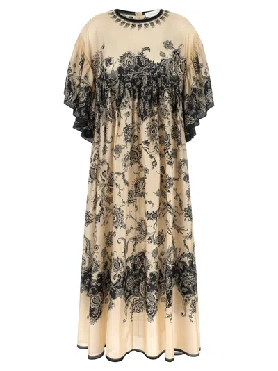 Zimmermann Cream Floral Habotai Silk Rhiannon Maxi Dress In Neutral