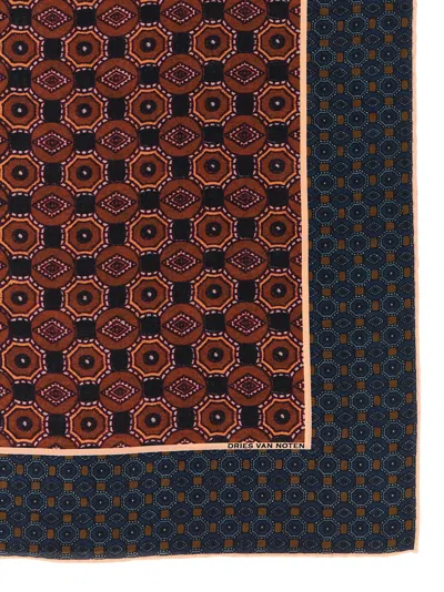 Dries Van Noten Geometric Pattern Silk Scarf With Refined Edges In Multi
