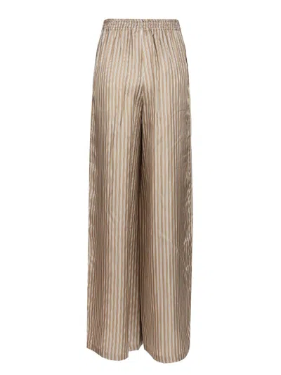 Max Mara Ladino Striped Silk Twill Pants Trousers Multicolor In Neutral