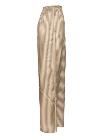 Max Mara Ladino Striped Silk Twill Pants Trousers Multicolor In Neutral