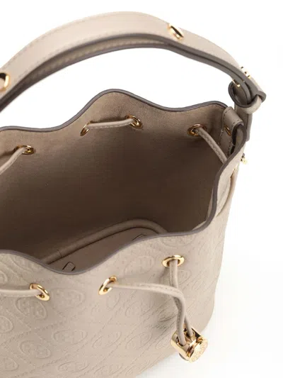 Tory Burch T Monogram Pebble Bucket Bag Handbags Grey