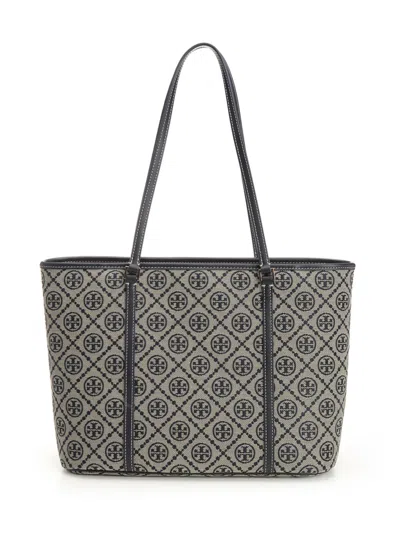 Tory Burch T Monogram Small Zip Tote Shoulder Bags Blue