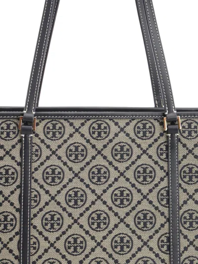 Tory Burch T Monogram Small Zip Tote Shoulder Bags Blue
