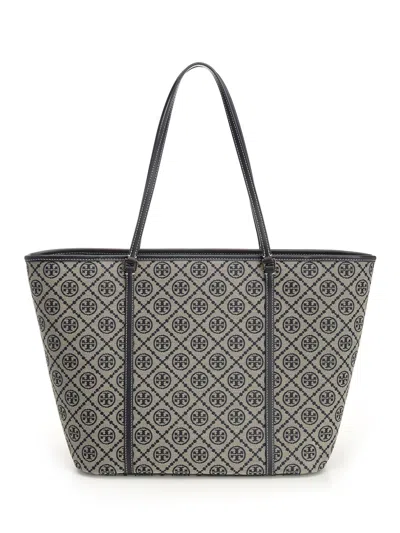 Tory Burch T Monogram Zip Tote Shoulder Bags Blue
