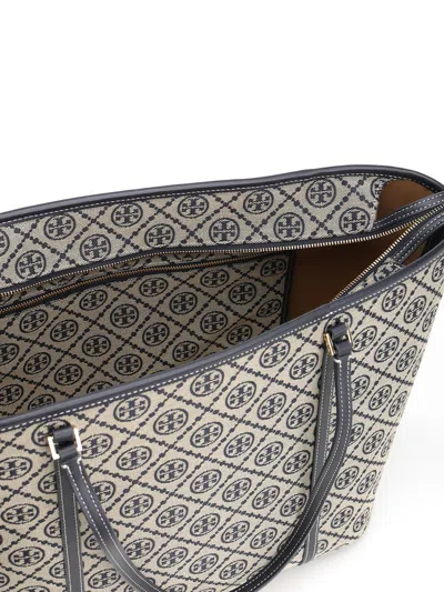 Tory Burch T Monogram Zip Tote Shoulder Bags Blue