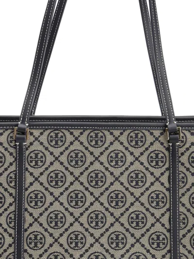 Tory Burch T Monogram Zip Tote Shoulder Bags Blue