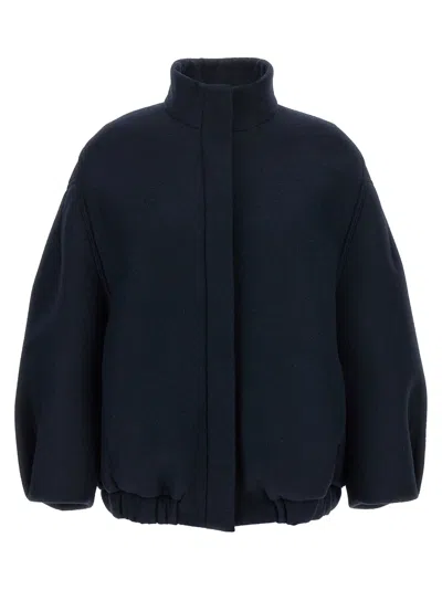 Dries Van Noten Balloon-sleeve High-neck Jacket In Blue