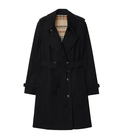 Burberry Gabardine Long Waterloo Heritage Trench Coat In Black