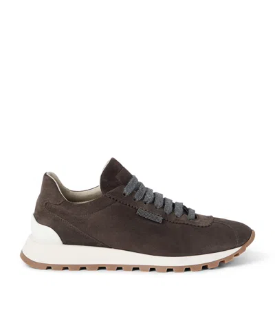 Brunello Cucinelli Suede Running Sneaker In Brown
