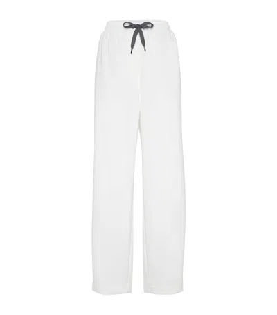 Brunello Cucinelli Techno Cotton Piqué Track Trousers In Orange