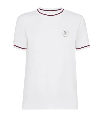 Brunello Cucinelli Patch Logo T-shirt With Contrast Trim In White
