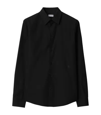 Burberry Tailored Shirt With Curved Hem And Point Collar In Black