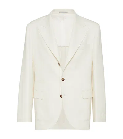 Brunello Cucinelli Wool-cashmere-silk Deconstructed Blazer In Neutral