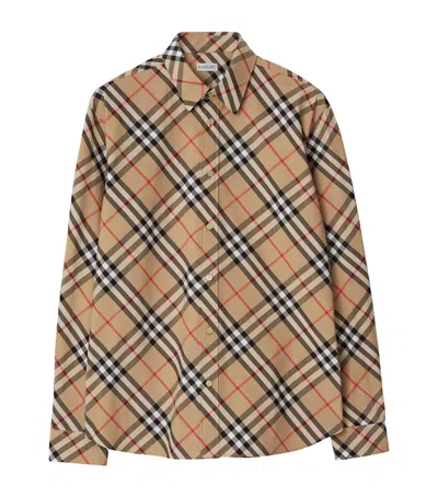 Burberry Button-down Collar Checked Pattern Shirt In Brown