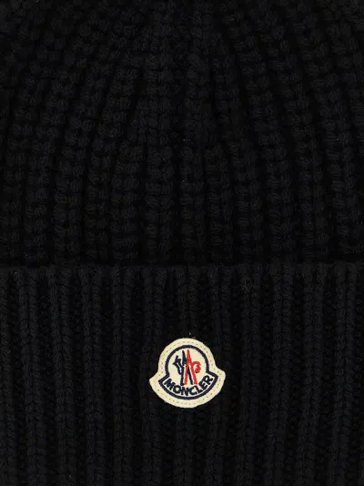 Moncler Women Beanie Wool And Cashmere Hat In Black