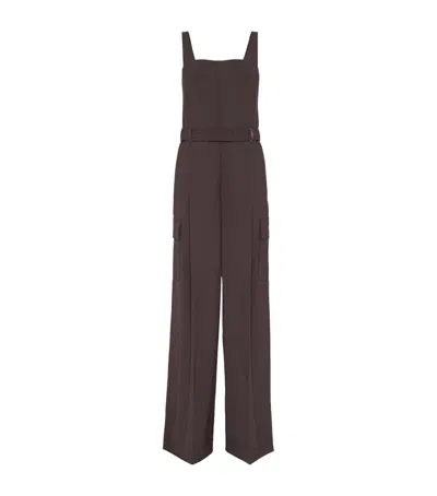 Brunello Cucinelli Virgin Wool-blend Belted Jumpsuit In Brown