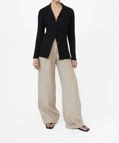 Dal The Label Rib Knit Collared Cardigan In Black In Black