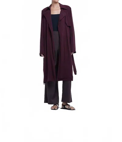 Dal The Label Flowy Lapel Trench Coat In Mulberry In Brown