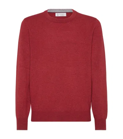 Brunello Cucinelli Cashmere Crew Neck Sweater In Red