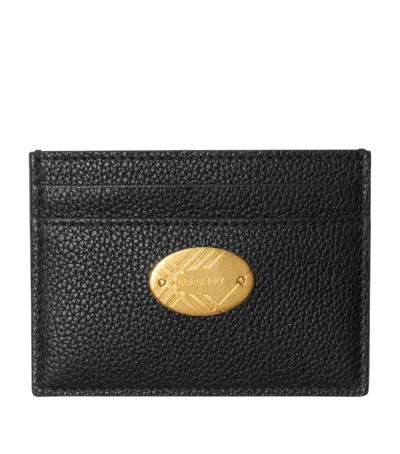 Burberry Leather Engraved Card Holder In Black