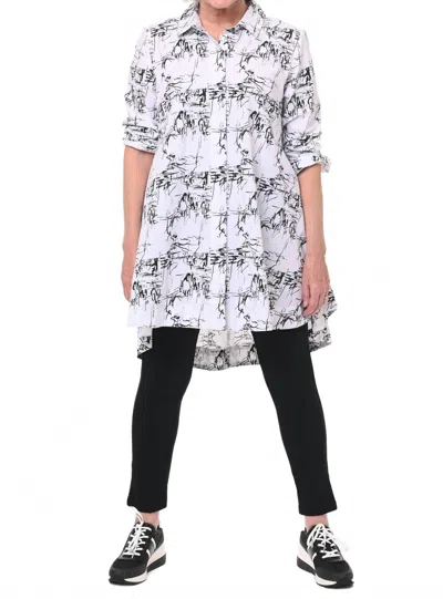 Tulip Clothing Newport Long Button Down In White Etching In White