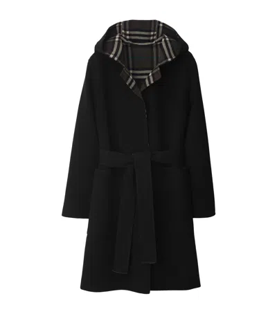 Burberry Mid-length Reversible Wool Car Coat In Black