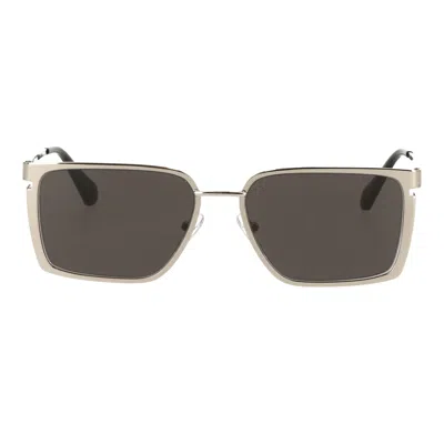 Off-white Metallic-effect Rectangle-frame Sunglasses In Silver