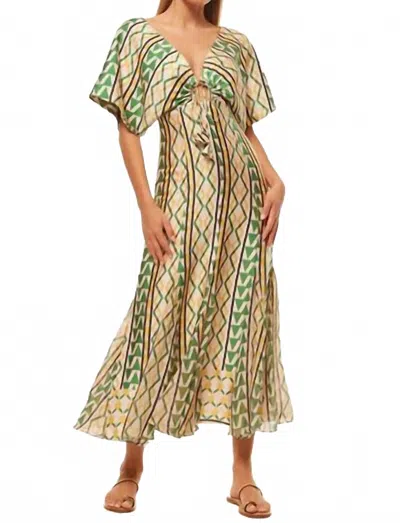 Misa Irene Midi Dress In Limoncello Geo Mix In Green