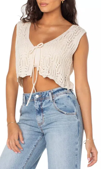 Roxy Beach Bound Crochet Vest In Parchment Solid In Multi