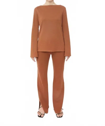 Dal The Label Wool Blend Knit Sweater In Brown