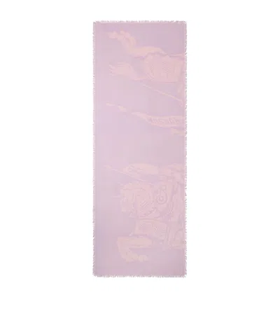 Burberry Wool Wide Ekd Scarf In Pink