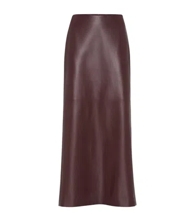 Brunello Cucinelli Nappa Leather Column Maxi Skirt In Brown