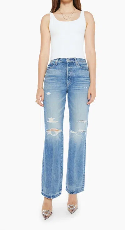 Mother The Rambler Sneak High-waisted Pants In Blue In Blue