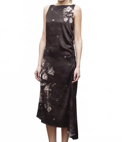 Go By Go Silk Shirr It Up Midi Dress In Petals Placed In Black