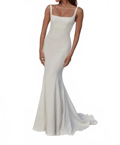 Justin Alexander Square Neck Wedding Gown In Ivory In Gray