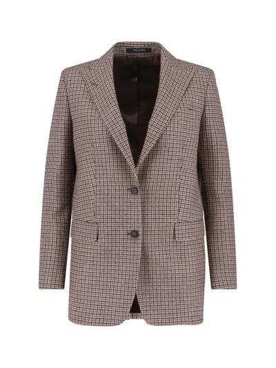 Tagliatore Structured Blazer With Notch Lapel And Back Vent In Multi