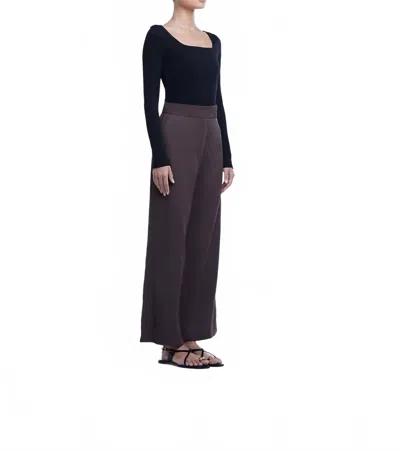 Dal The Label Relaxed Wide Leg Cropped Pants In Coffee Brown In Black