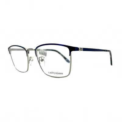 Alberto Romani Men's Ar 20203 Eyeglasses In Blue/silver In Multi