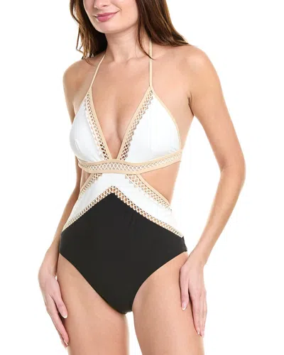 Reiss Savannah Cut Out Stitch Detail Swimsuit In Black