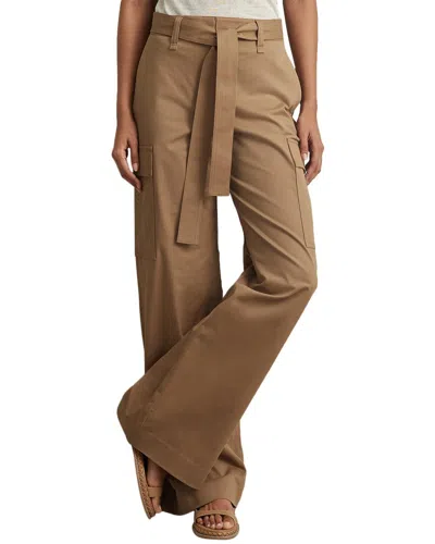 Reiss Camel Cotton Blend Wide Leg Cargo Trousers In Brown