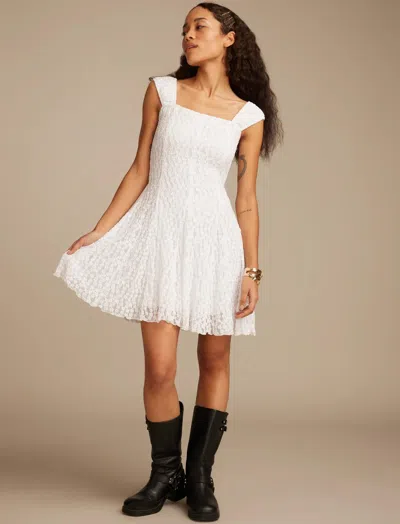 Lucky Brand Floral Mesh Mini Dress In White