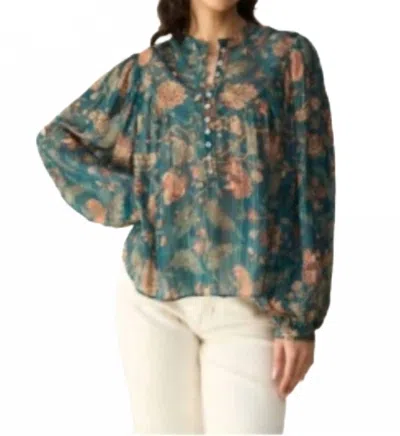 Calling June Oasis Blouse In Blue Botanical In Blue