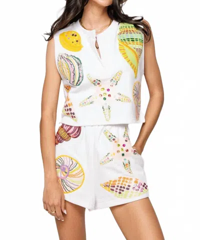 Queen Of Sparkles Shell Tank Top In White Multi In Multi