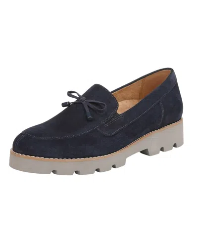 Vionic Charm Finley Loafer Womens Navy Suede Bow Lace Slip On Shoes Zap471 In Blue