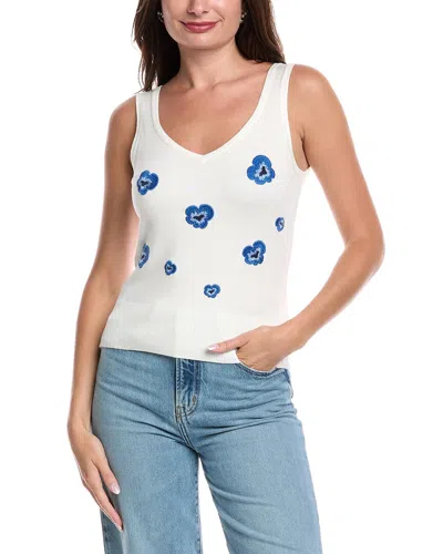 T Tahari Knit Pansy Tank Top In White