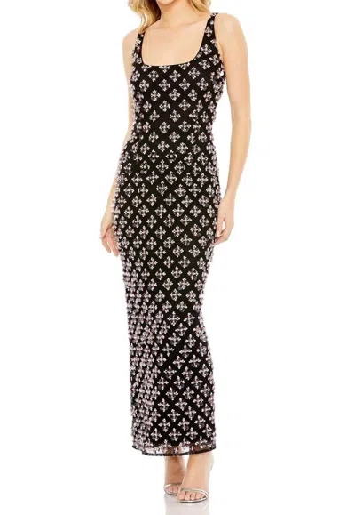 Mac Duggal Hand Beaded Sleeveless Evening Gown In Black In Black