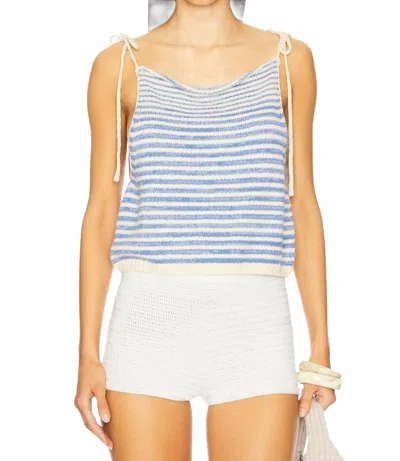 Free People Claire Stripe Knit Crop Camisole In Blue