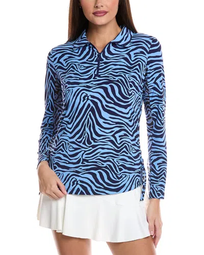 Ibkul Leona Long Sleeve Mock Neck Top In Blue